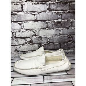 Baldinini White Leather Casual Penny Loafers Driving Shoes Men’s Sz 42EU/9M US